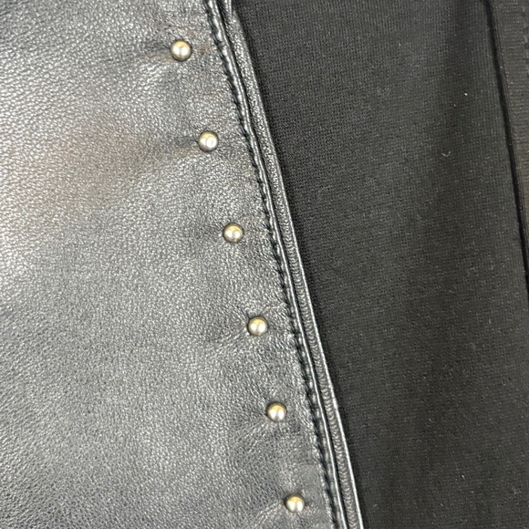 White House Black Market Black Genuine Leather Mini Pencil Skirt w/ Stud Accents - Picture 5 of 13